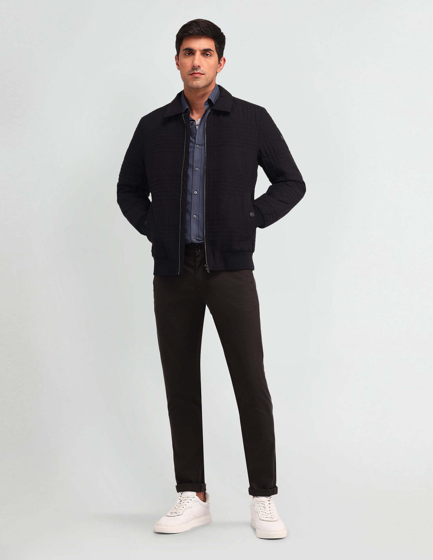 Arrow Solid Regular Fit Casual Jacket