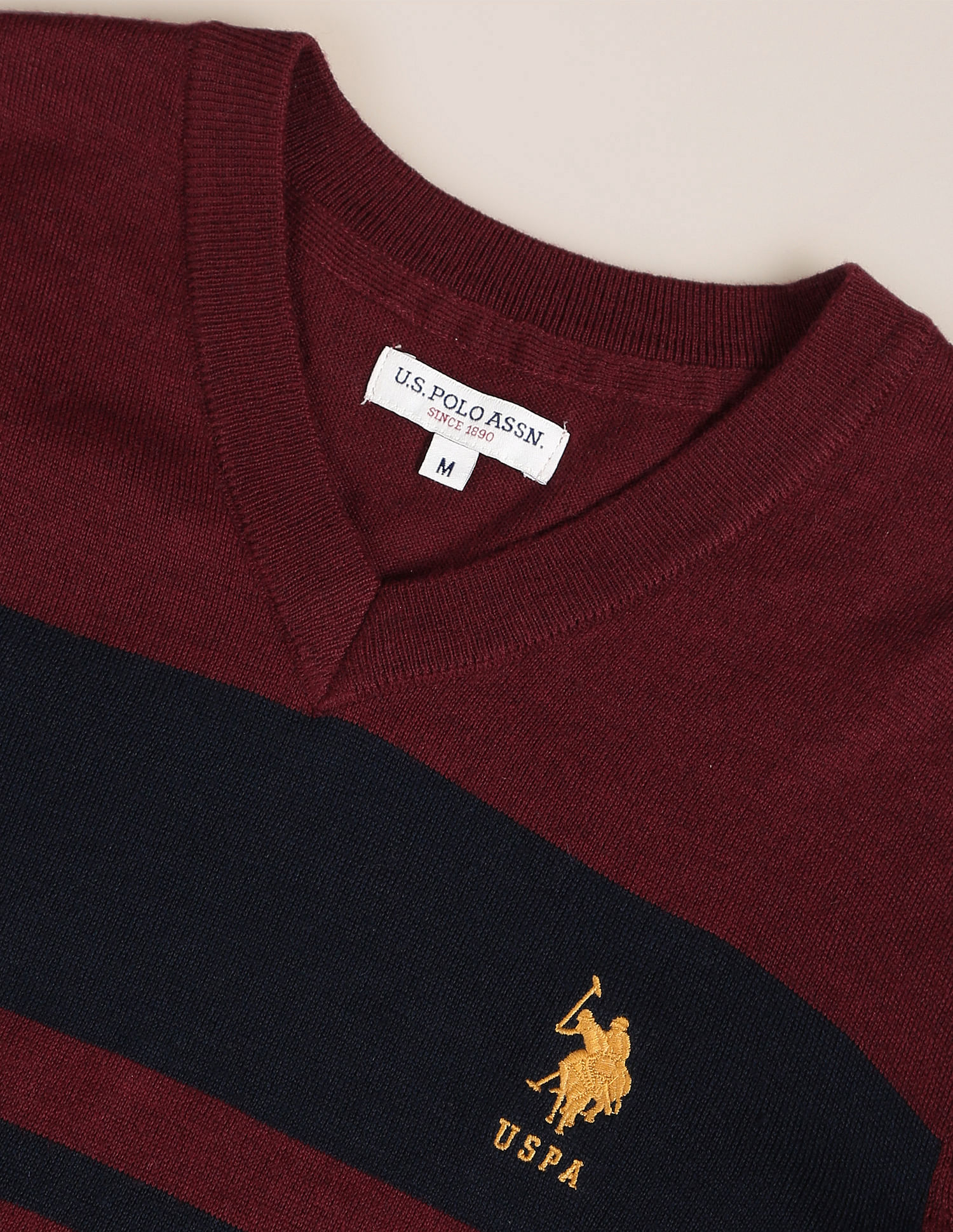 U.S. Polo Assn. V-Neck Horizontal Stripe Sweater