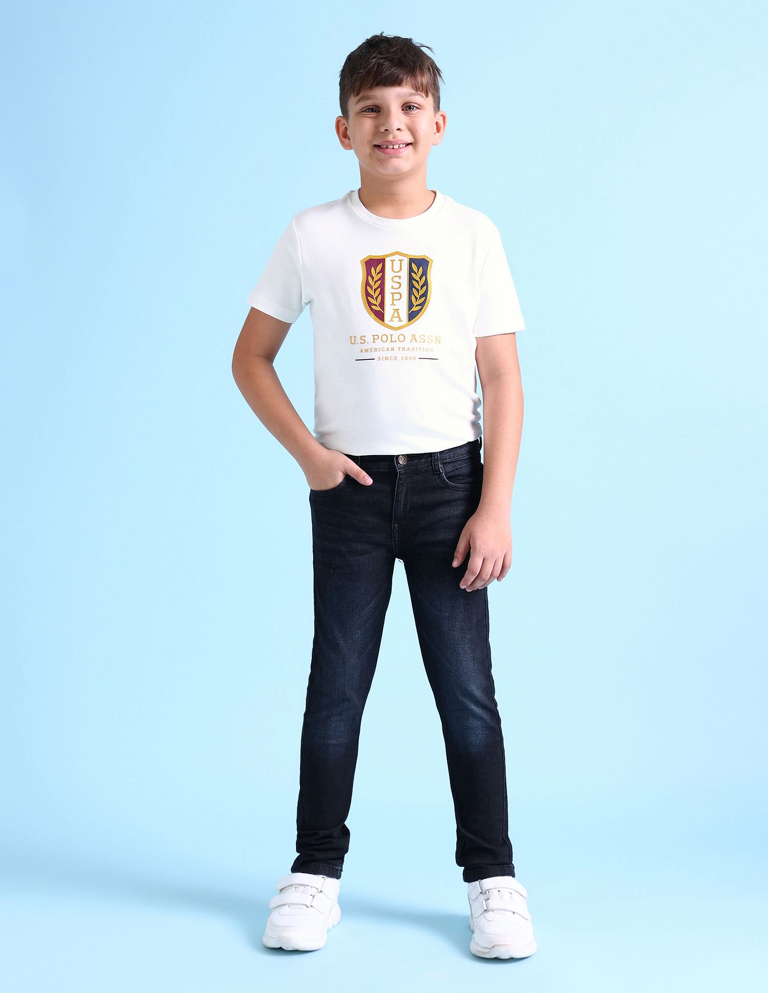U.S. Polo Assn. Kids Boys Stone Wash Skinny Fit Jeans