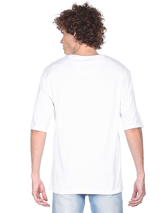 white t shirt with three quarter sleeves