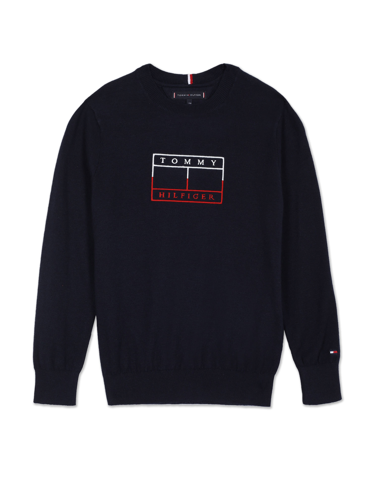Buy Tommy Hilfiger Kids Boys Grey Flag Embroidered Sweatshirt