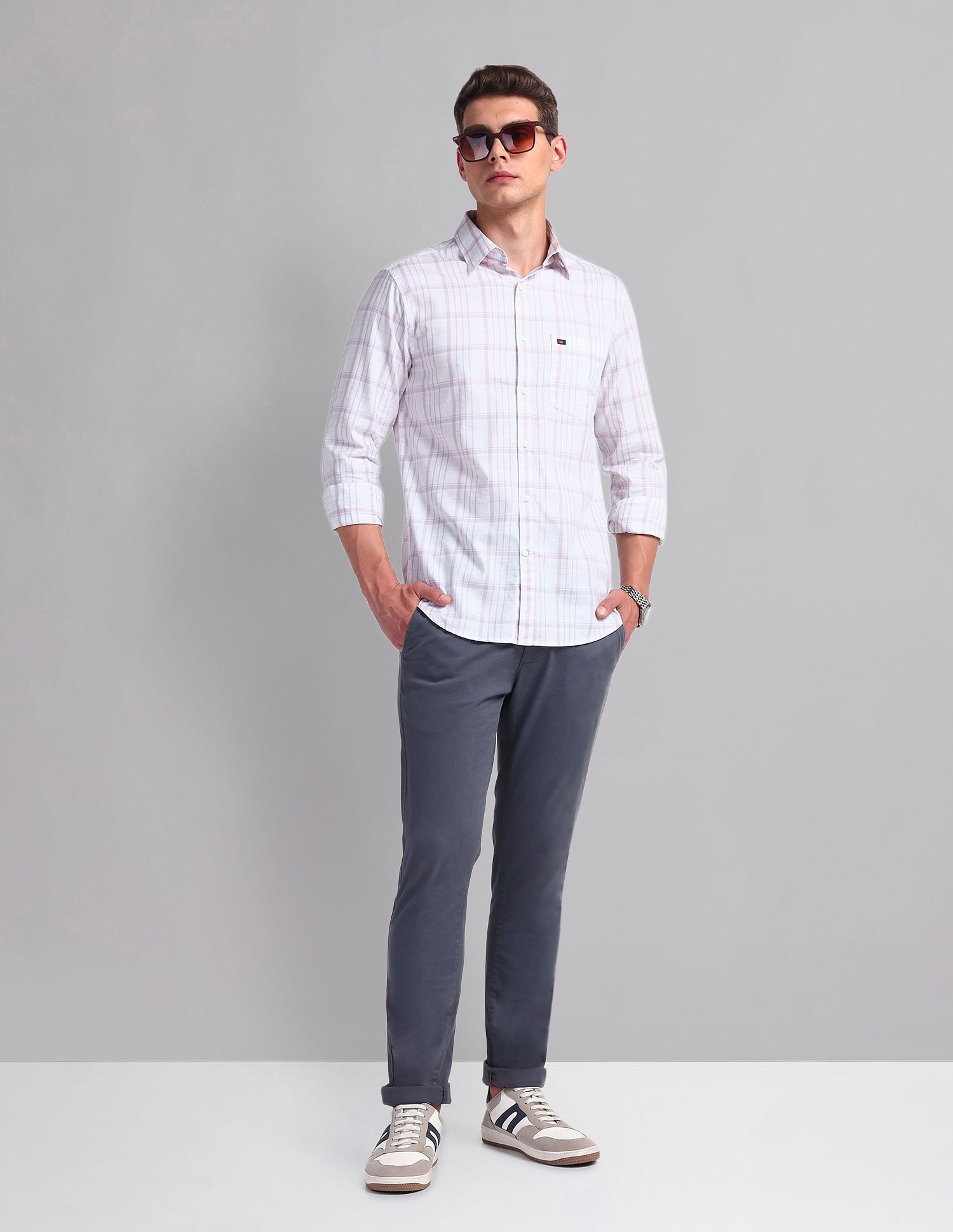 AD by Arvind Plaid Check Cotton Shirt