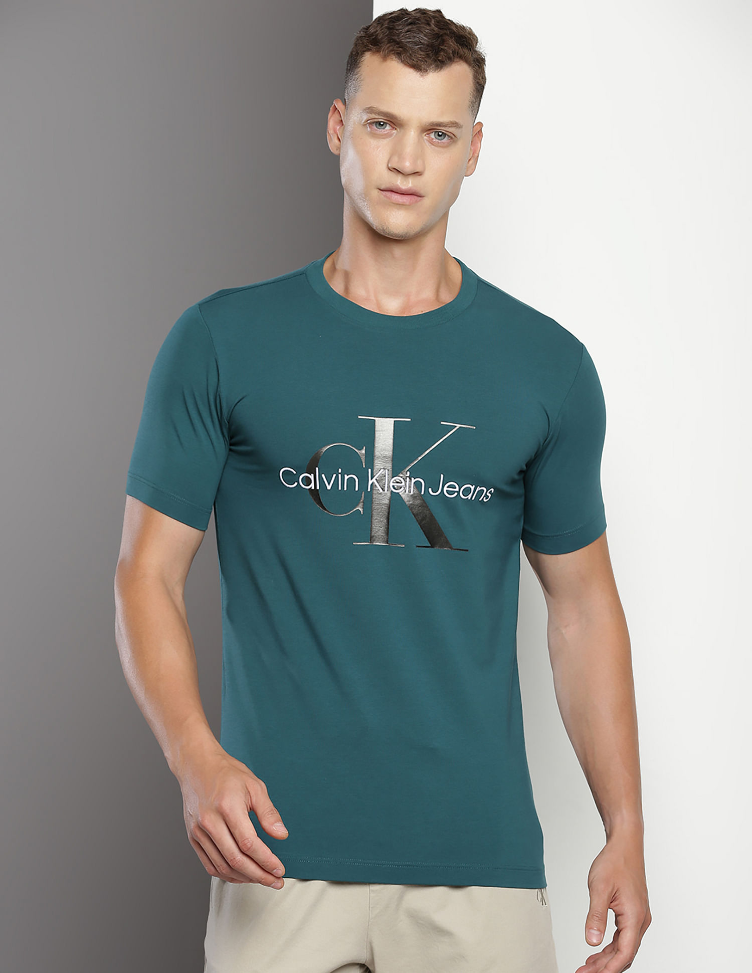 Calvin Klein Brand Print Slim Fit T-Shirt