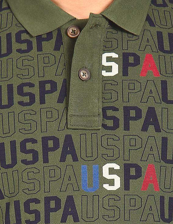 U.S. Polo Assn. Denim Co. Cotton Brand Print Polo Shirt