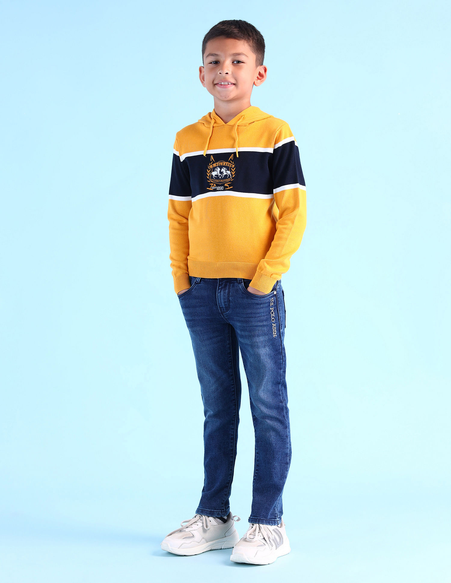 U.S. Polo Assn. Kids Boys Printed Regular Fit Sweaters