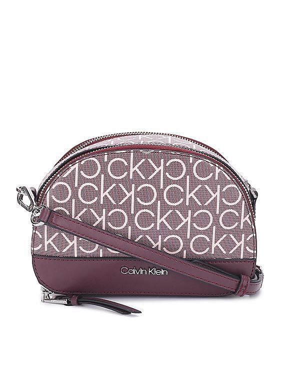 Buy Calvin Klein Women Magenta Monogram Ashley Crossbody Sling Bag -  