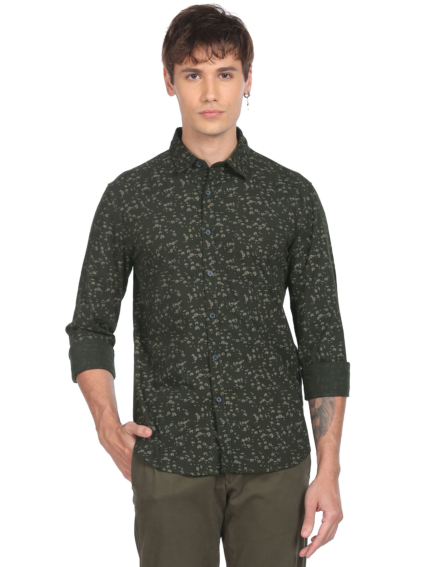 Flying Machine Floral Print Pure Cotton Shirt