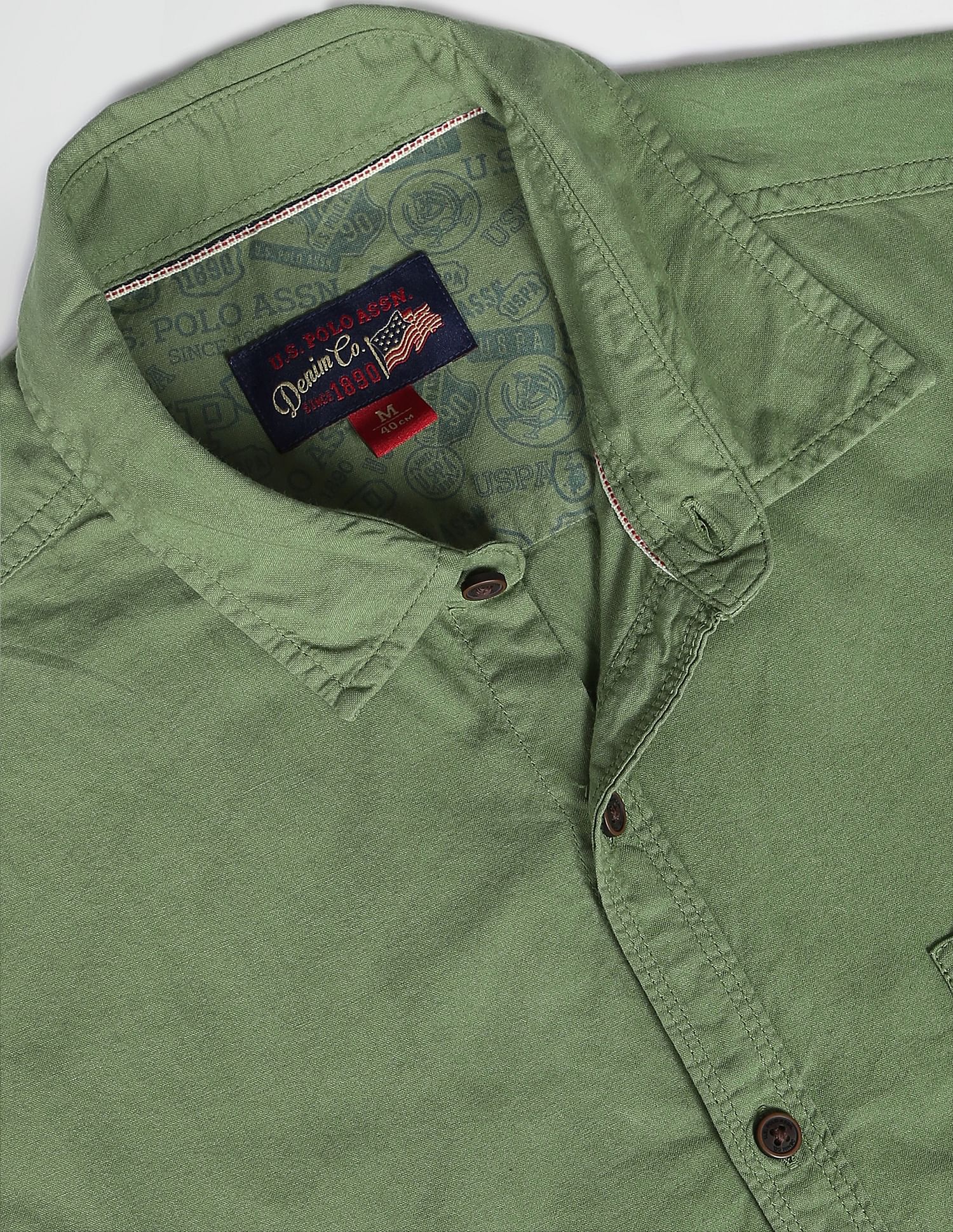 U.S. Polo Assn. Denim Co. Regular Solid Pure Cotton Casual Shirt
