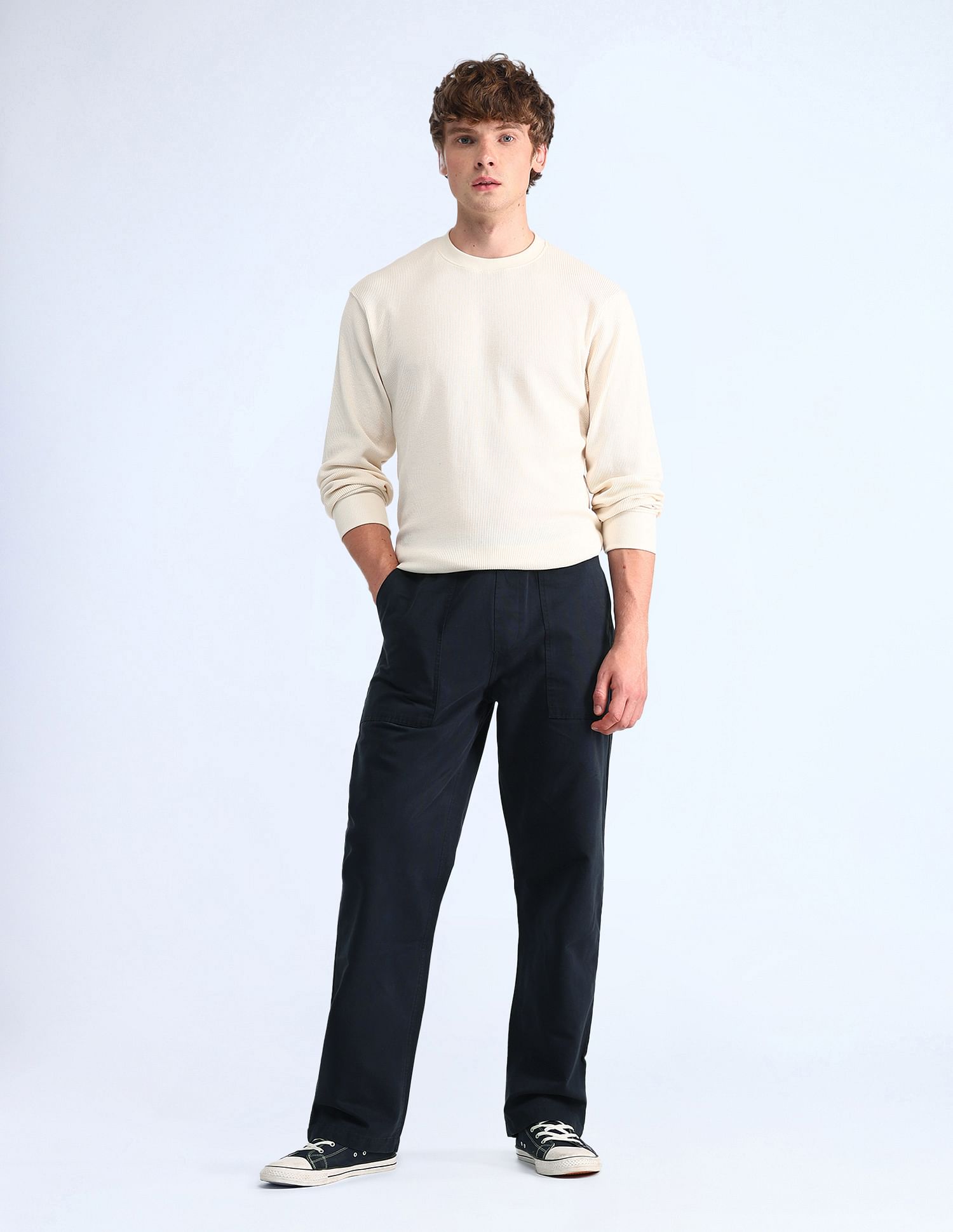 Flying Machine Twill Solid Trousers