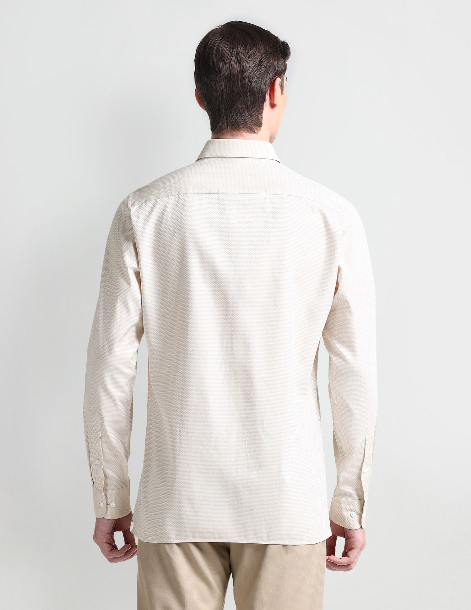 Arrow Patterned Weave Cotton Silk Shirt