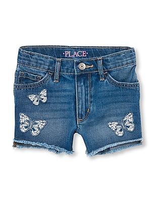 children's high waisted denim shorts