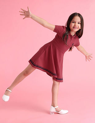 U S Polo Assn Kids Girls Tipped Collar Polo Dress