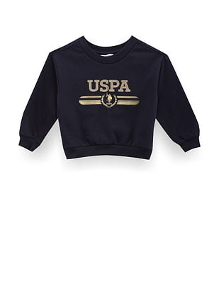 U S Polo Assn Kids Girls Brand Print Sweatshirt