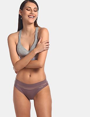 Buy Calvin Klein Underwear Women Purple Elasticized Waist Infinite Flex  Mesh Insert Bikini Panties 