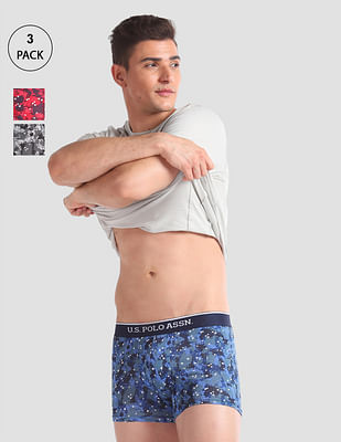 Uspa Innerwear Mid Rise OET01 Trunks - Pack Of 3