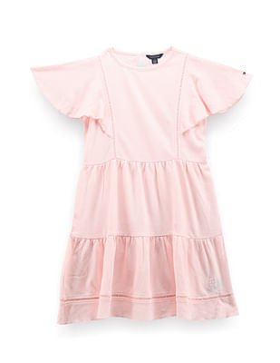 Tommy Hilfiger Kids Monogram Flutter Sleeve Dress