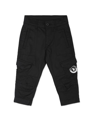 U S Polo Assn Kids Mid Rise Solid Cargo Pants