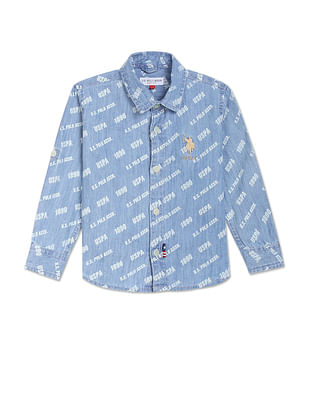 U S Polo Assn Kids Boys Classic Brand Print Shirt