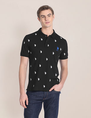 U S Polo Assn Logo Print Slim Fit Polo Shirt