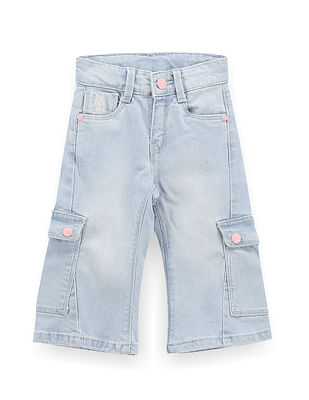 U S Polo Assn Kids Girls Mid Rise Cargo Jeans