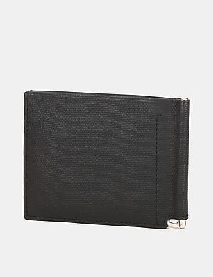 Buy Calvin Klein Men Black Textured Bi-Fold Leather Money Clip