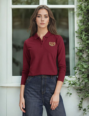 Buy U.S. Polo Assn. Women Gold Crest Slim Polo Shirt - NNNOW.com