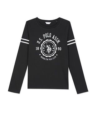 U S Polo Assn Kids Brand Print Crew Neck Cotton T-Shirt