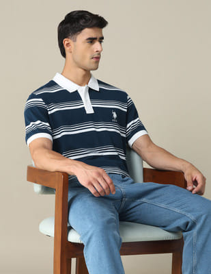 Buy U.S. Polo Assn. Horizontal Striped Regular Fit Polo Shirt