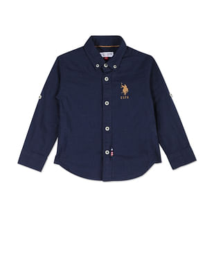 U S Polo Assn Kids Boys Cotton Linen Solid Shirt