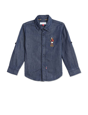 U S Polo Assn Kids Boys Button Down Collar Denim Shirt