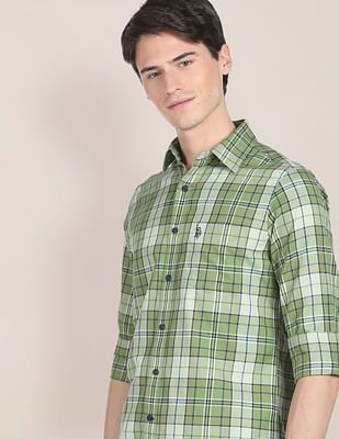 U S Polo Assn Plaid Check Twill Casual Shirt