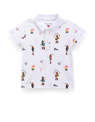 U S Polo Assn Kids Boys Mascot Print Polo Shirt