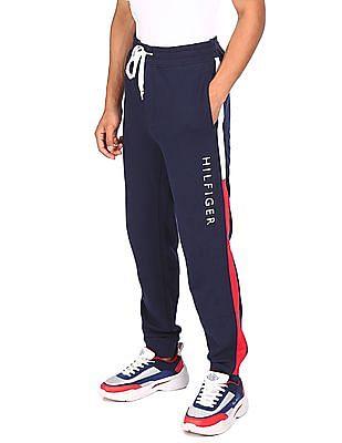 Buy Tommy Hilfiger Men Blue Drawstring Waist Logo Print Track Pants NNNOW