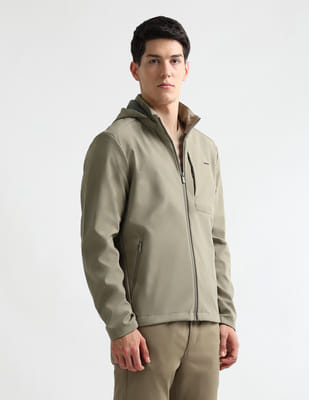 Buy Arrow Newyork Solid Regular Fit Hooded Jacket - NNNOW.com