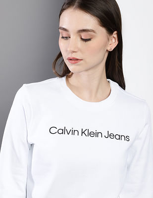 Calvin Klein Jeans Women's Taping Through Monogram Sweat / Sweatshirt -  Bright White