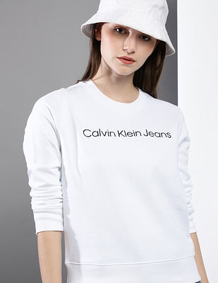 Calvin Klein Jeans Women's Taping Through Monogram Sweat / Sweatshirt -  Bright White