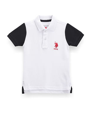 U S Polo Assn Kids Boys Contrast Sleeve Polo Shirt