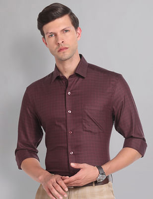 Ad By Arvind Glen Check Slim Shirt