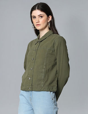 Buy Tokyo Talkies Olive Crop Fit Denim Jacket for Women Online at Rs.978 -  Ketch