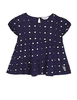 U S Polo Assn Kids Round Neck Printed Top