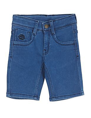 U S Polo Assn Kids Boys Blue Mid Rise Washed Shorts