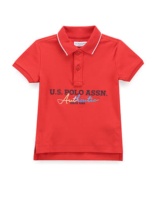 U S Polo Assn Kids Boys Mini Me Brand Print Polo Shirt