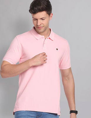 Ad By Arvind Cotton Solid Polo Shirt