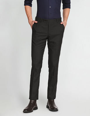 Arrow Tailored Regular Fit Solid Formal Trousers