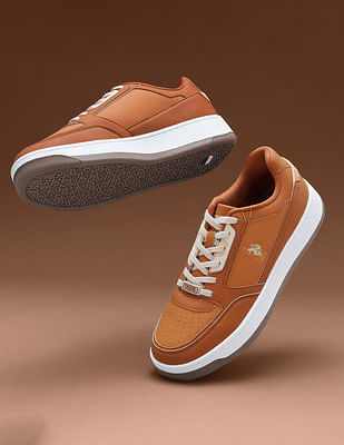 U S Polo Assn Men Storm Tan Retro Court Sneakers