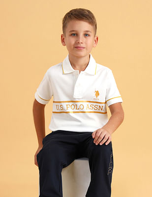 U S Polo Assn Kids Boys Brand Printed Cotton Polo Shirt