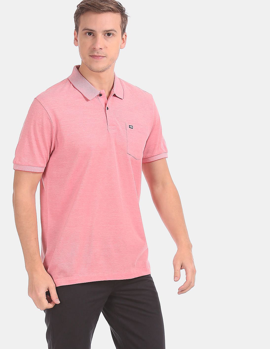 Buy Arrow Sports Pink Patch Pocket Tipped Polo Shirt - NNNOW.com