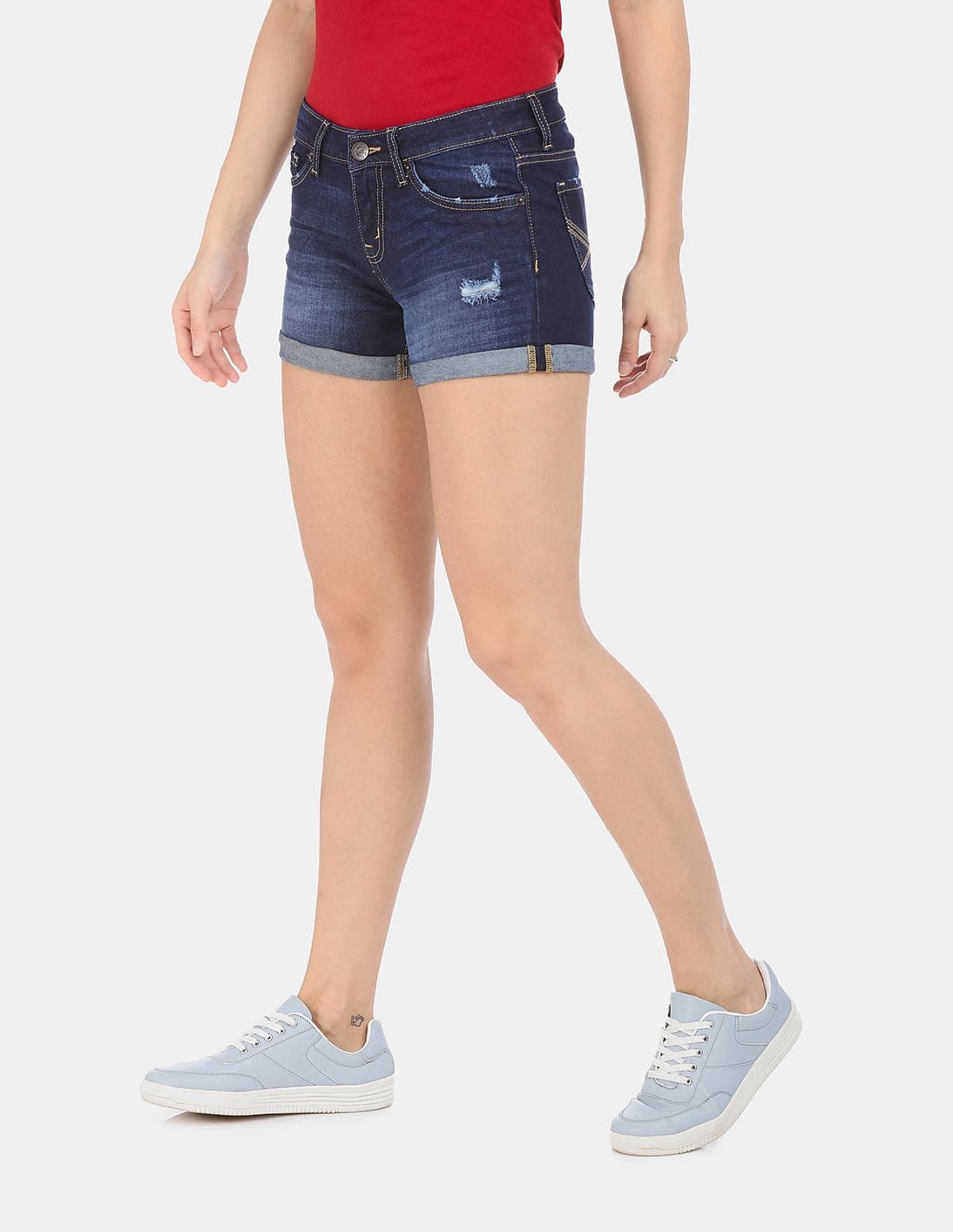 low rise denim shorts