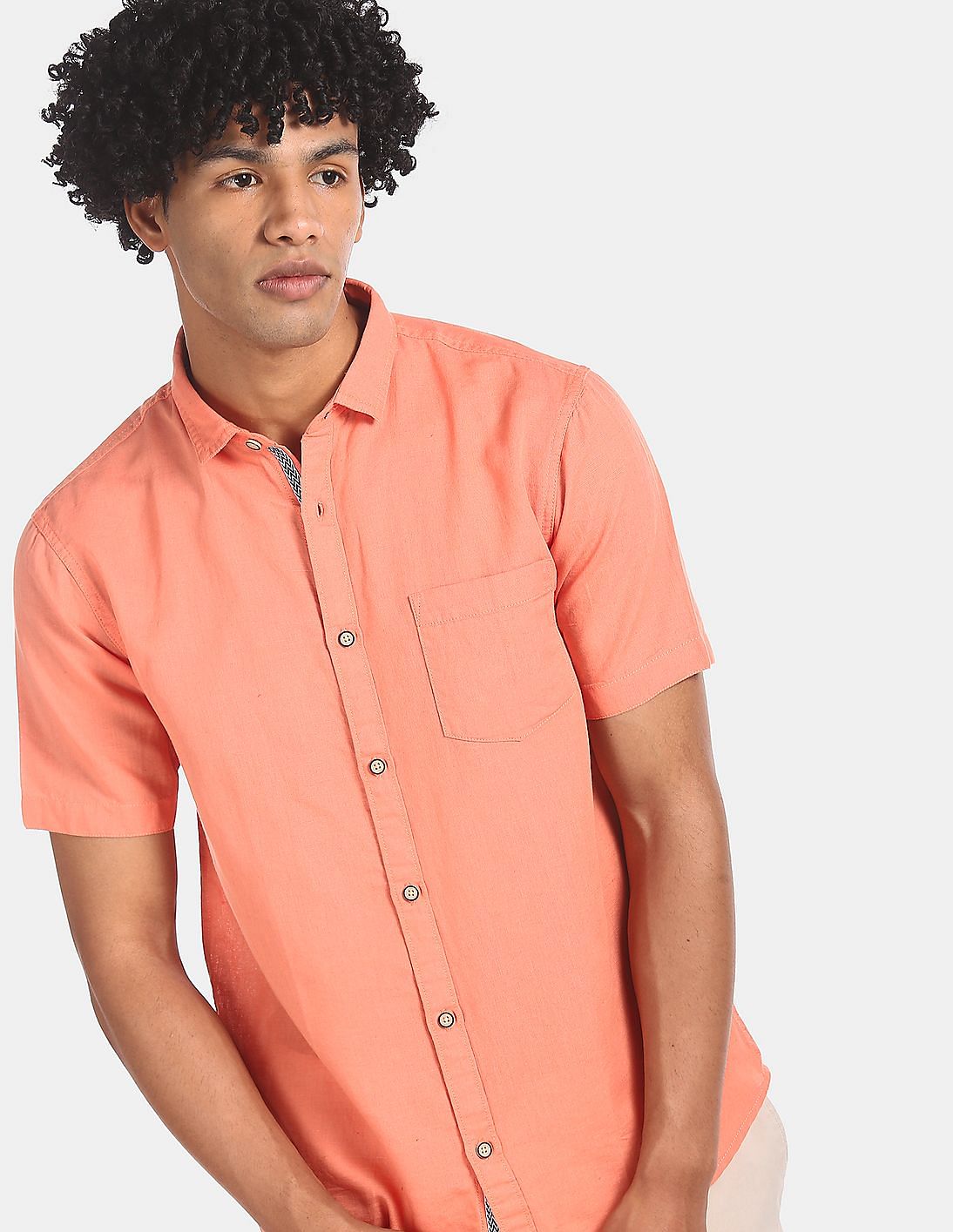 mens coral short sleeve shirt