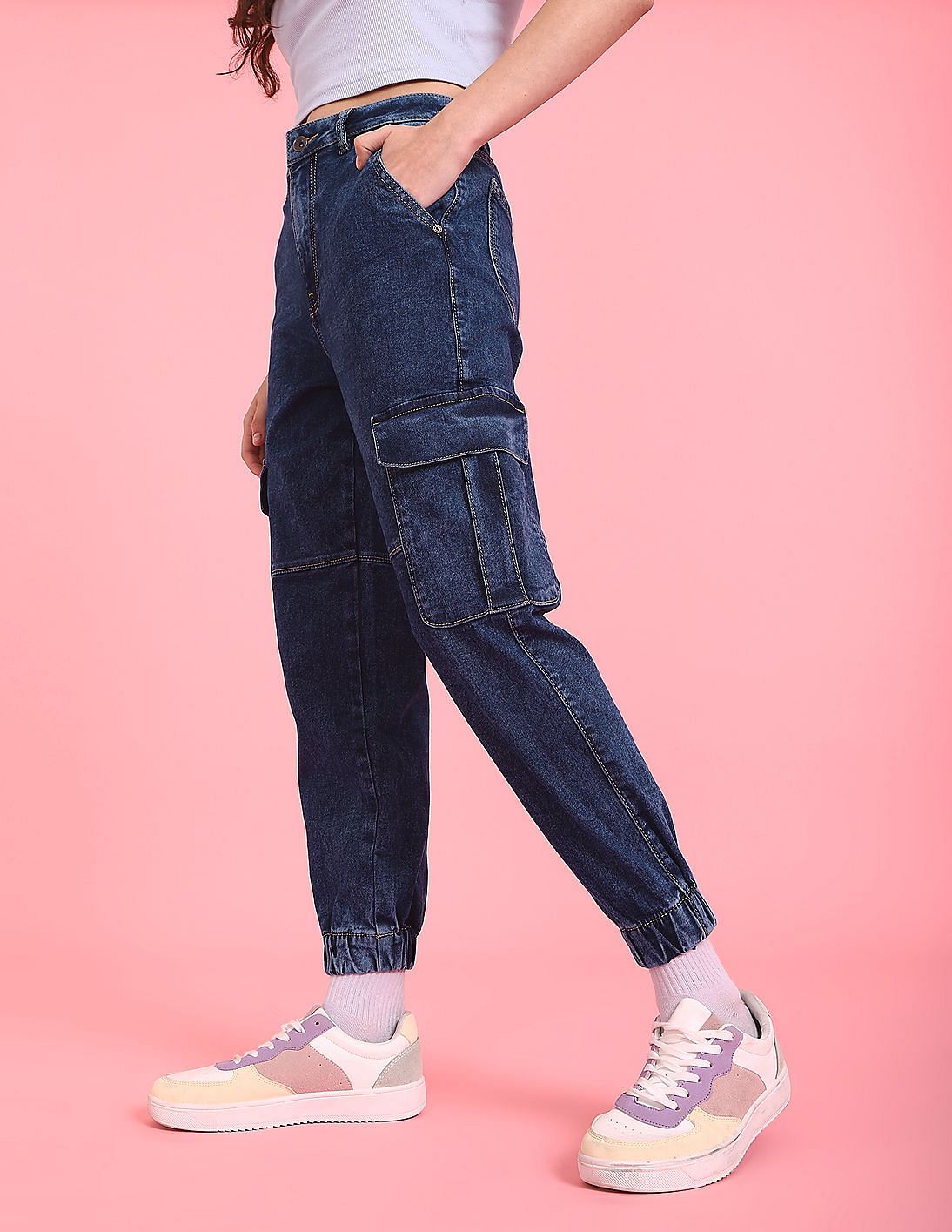 Vintage Cargo Pants Baggy Jeans Women Fashion 90s Streetwear Pockets | eBay